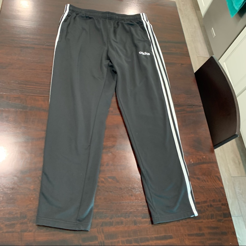 EUC Adidas Track Pants Black with White Stripes Size XL Tall